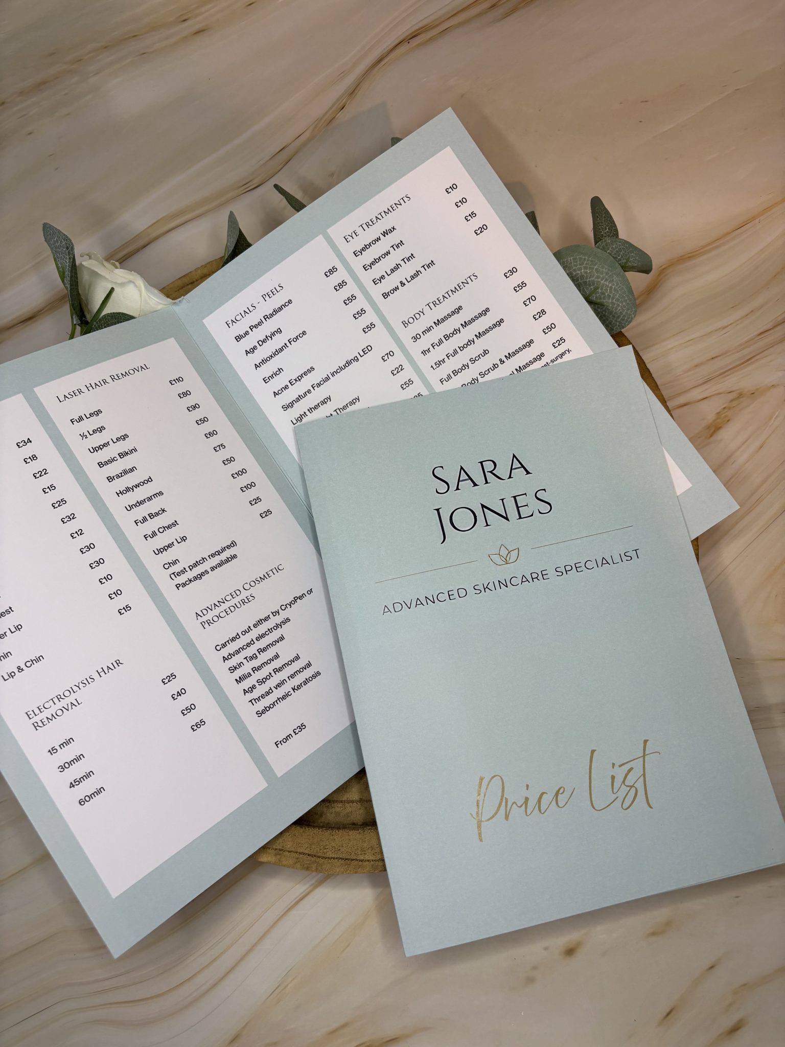 Folded Brochures, Menus and Price Lists - SR Creative Studio
